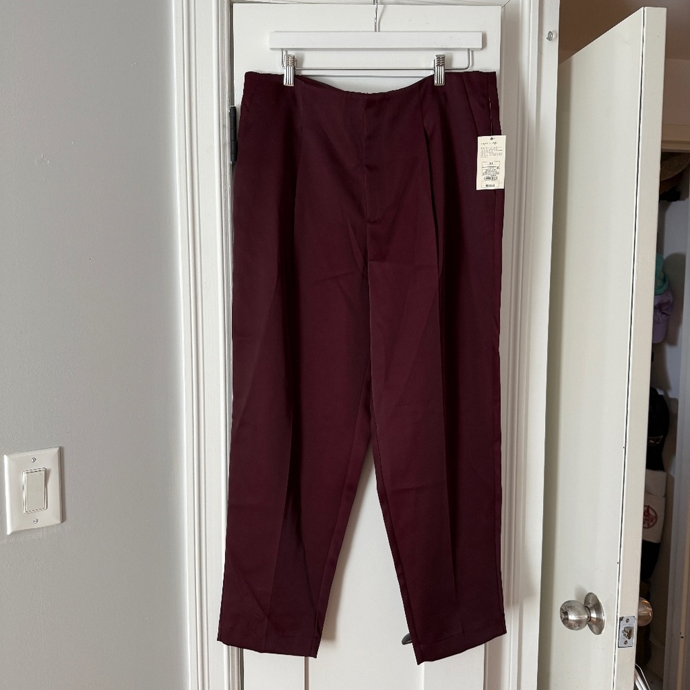 Women's Super-High Rise Tapered Ankle Tailored Satin Trousers A New Day Burg 14